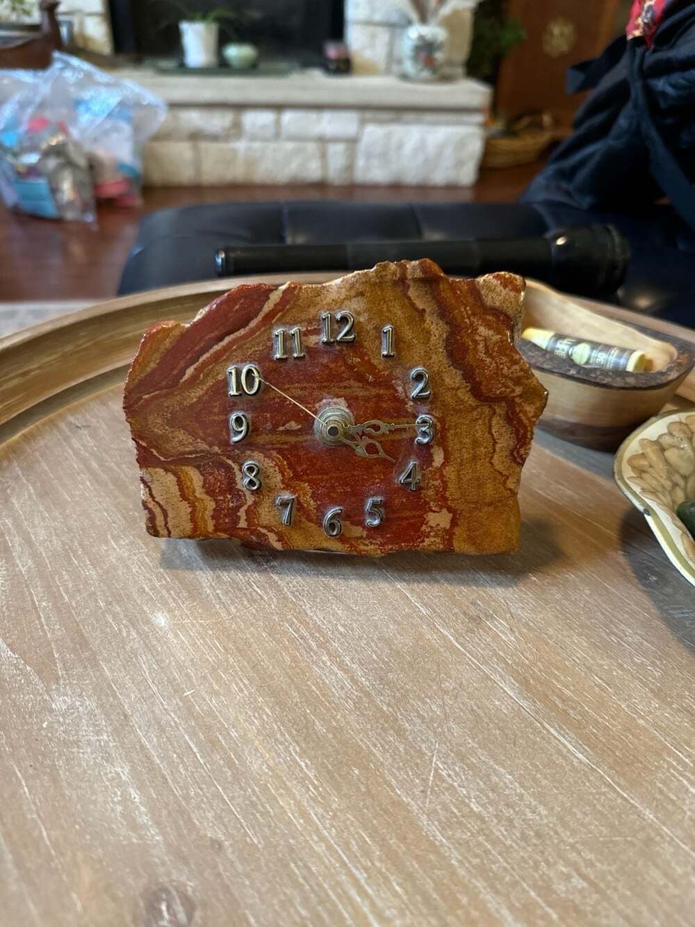 Vintage Wonderstone Banded Rhyolite Slab Desk Clock
